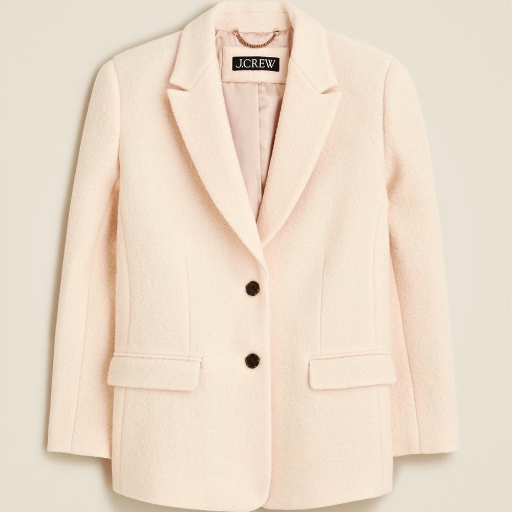 J. Crew Oversized Boiled Wool Women's Blazer Jacket in Pinkish/Cream